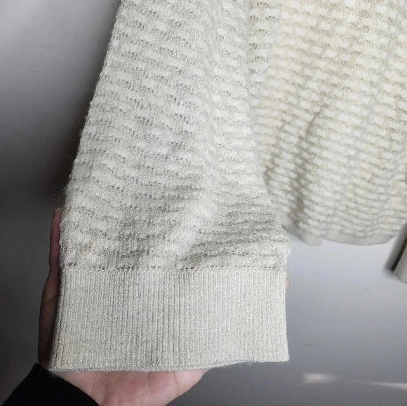 Aritzia Babaton Ivory & gold dolman sleeve oversized Sweater XXS​ - Picture 3 of 7